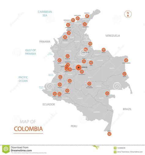 De Kaart Van Colombia Met Administratieve Afdelingen Vector Illustratie