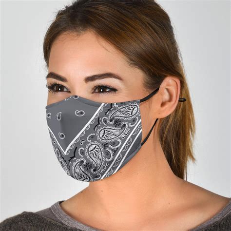 Adjustable Classic Gray Bandana Face Mask With 5 Layer Filters Abdju Wear