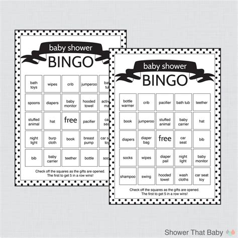 Black And White Baby Shower Bingo Cards Blank Bingo Cards Etsy