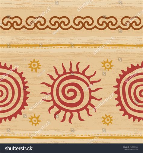 Seamless Pattern Ethnic Background Sun Symbols Stock Vector Royalty