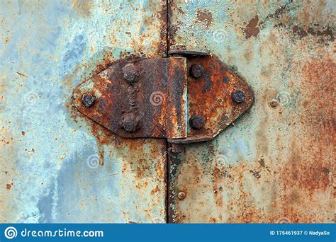 Rusty Hinge On Old Rusted Iron Door Close Up Stock Image Image Of