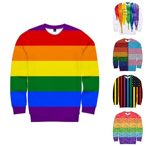 Fashion Pride Lgbt Clothes Gay Love Lesbian Rainbow Flag Design Hoodies Sweatshirt Womenmen