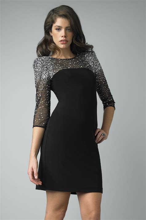 Long Sleeved Sequined Cocktail Dresses