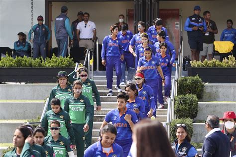 India And Pakistan Players Walk Out For The National Anthems