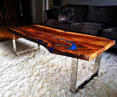 Live edge wood and resin coffee table from Fine Woooden Creations Diy