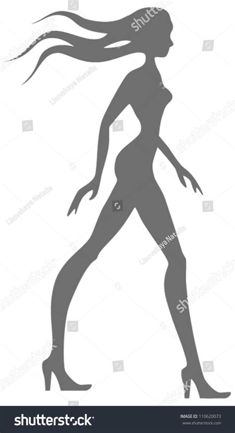 Silhouette Of Slender Young Woman Stock Vector Illustration 110620073