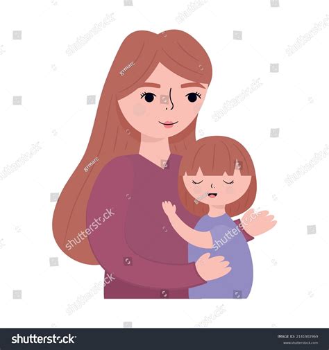 Mother Hugging Her Daughter Over White Stock Vector Royalty Free 2141902969 Shutterstock