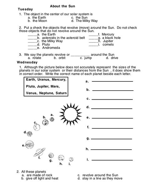 Solar About The Sun Worksheet 5