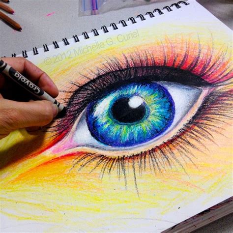 How To Draw An Eye With Crayon Step By Step