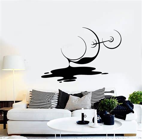 New Wall Stickers Vinyl Decal Spilled Glass Of Wine Vine Romantic Decor