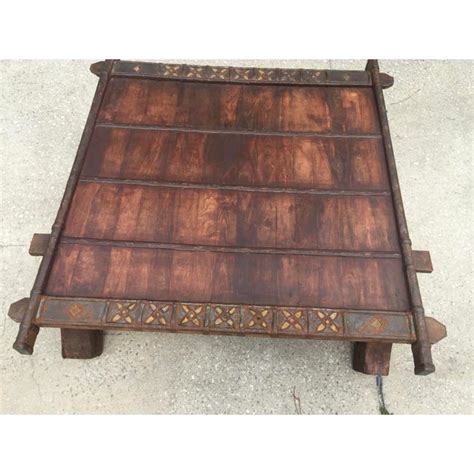 Solid teak root coffee table with rectangular glass top handmade wooden coffee table made from real teak root natural design small table. Antique Indian Teak and Metal Rajasthan Ox Cart Coffee ...