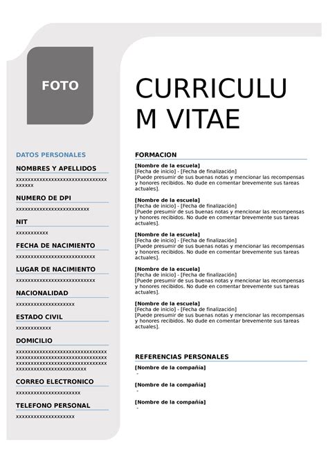 Curriculum Vitae Base 2023 Curriculu M Vitae Datos Personales Nombres