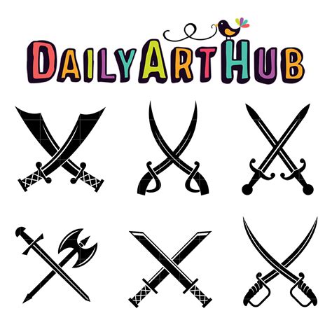 Crossed Swords Icons Clip Art Set Daily Art Hub Graphics