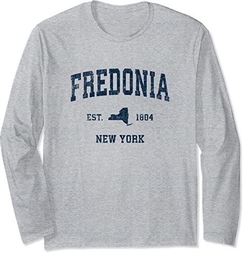 Fredonia New York Ny Vintage Sports Design Navy Print Long