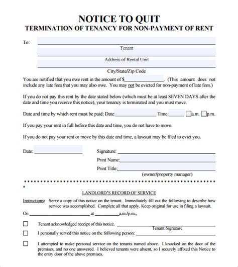 Notice To Quit Letter Template | PDF Template