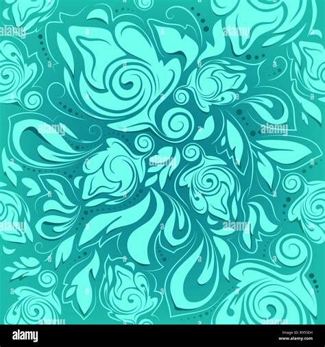 Floral Seamless Pattern Turquoise Abstract Background Stock Vector
