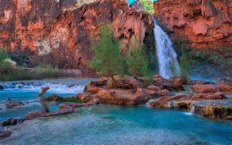 Download Arizona Waterfall Nature Havasu Falls Hd Wallpaper