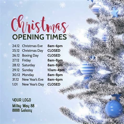 Christmas Opening Times Hours Video Square Ad Template