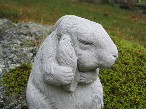 Bunny Rabbit Figurine Concrete Rabbit Garden by WestWindHomeGarden