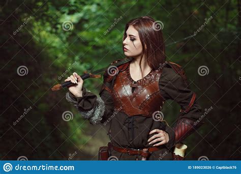 Medieval Warrior Girl Sword