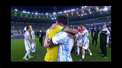 Messi And Neymar Hug After The Final Youtube