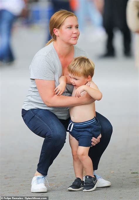 Amy Schumer Is A Doting Mother As She Gets A Visit From Her Son Gene One Between Takes From