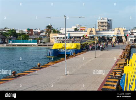 Isla Mujeres Mexico September View Of Ferry Port With The