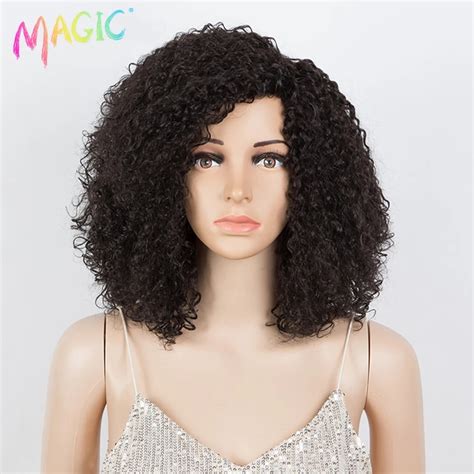 Afro Kinky Curly Hair Synthetic Wig Afro Kinky Curl Synthetic Wig Magic 16inches Aliexpress