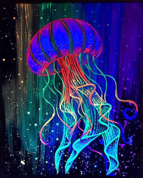 Rainbow Jellyfish Jellyfish Painting Jellyfish Art Canvas Painting
