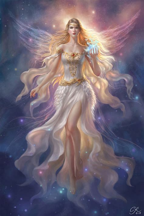 Artstation Goddess Of Light Crystal Rain Fantasy Art Women