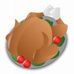 Clipart Christmas Dinner Turkey Holiday Platter Surrounded