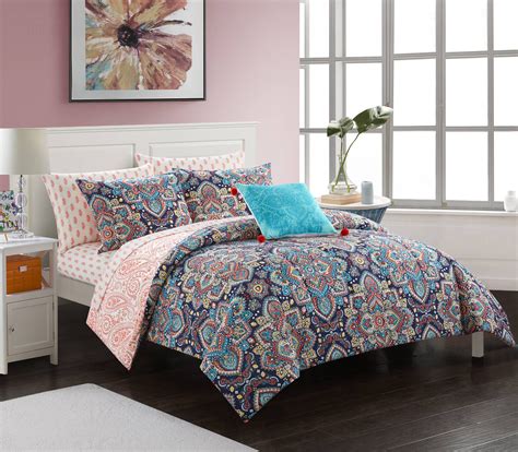 Your Zone Serena 5 Piece Bed In A Bag Bedding Set Twin Size Multi Color
