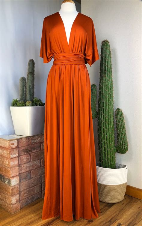 Burnt Orange Bridesmaid Dress Custom Lengths Convertible Etsy Sweden