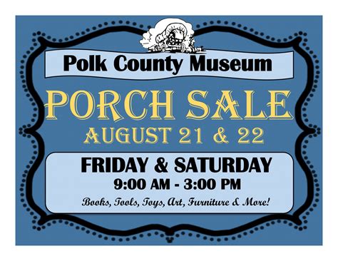2020 Porch Sale Flyer Polk County Historical Society And Museums