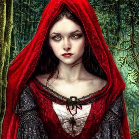Red Riding Hood Fairy Tale Gothic Dress Insanely Detailed And