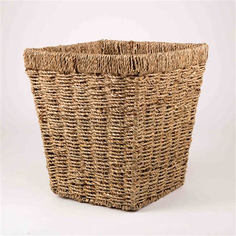 Seagrass Square Paper Basket | WoodenboxUK