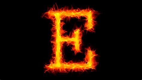 Fiery Letter E Burning In Loop With Particles Stock Footage Video