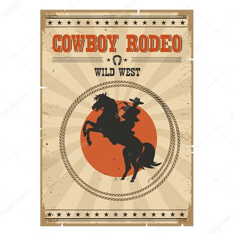 Cartel De Rodeo Vintage De Vaquero Montando Caballo Salvaje Western Con Texto 2023