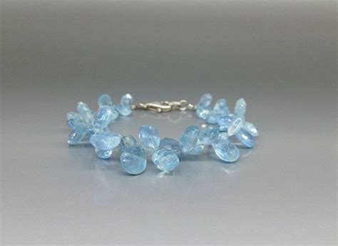 Bracelet Aquamarine Drops With Gold Clasp Unique Gift For Her Etsy