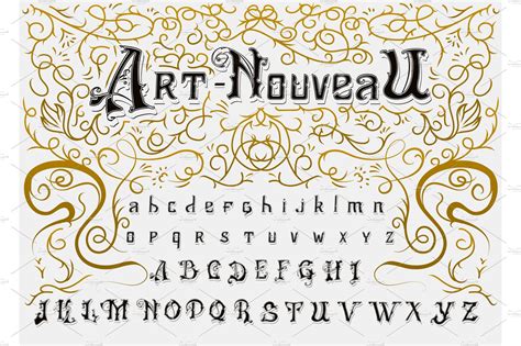 Victorian Font In Ancient Decorative Illustrations Creative Market