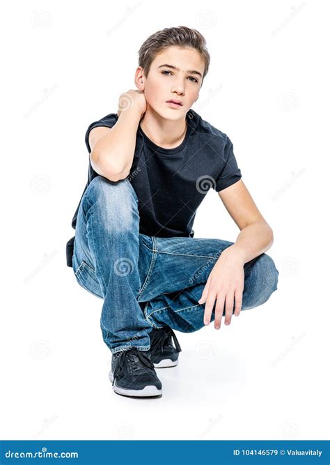 Photo Of Teenage Handsome Guy Posing At Studio Stock Image Image Of