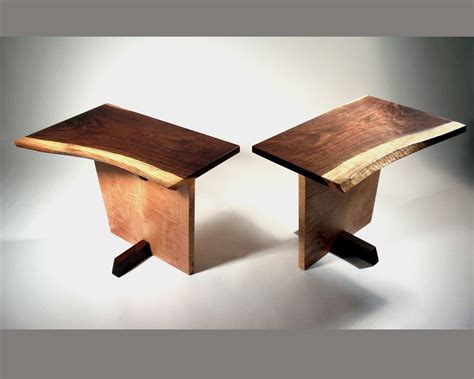 Hand Made Modern, Mid Century End Tables, Live Edge by Aaron Smith
