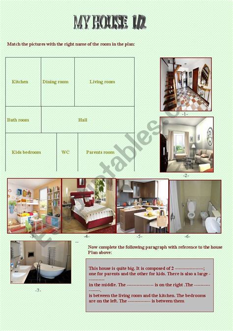 English Worksheets My House 12