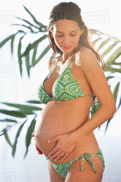 Pregnant Woman Wearing Bikini Stock Photo Dissolve