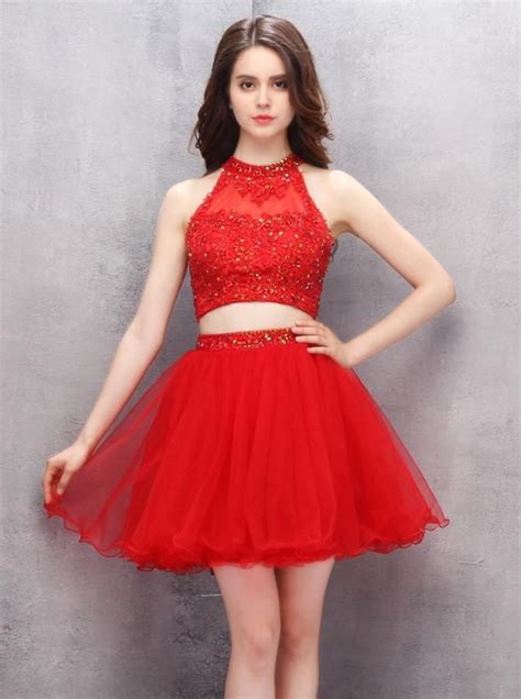 Red Homecoming Dresses Two Piece Homecoming Dress Freshman Homecoming Dress Hc00063 In 2021