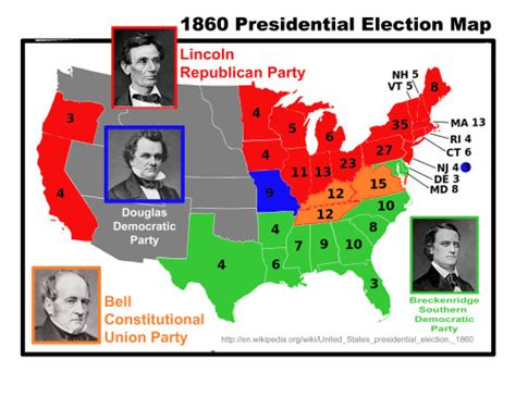 Students will receive a map of the united states and the election results of 1860. Learn some history! | PoliNation