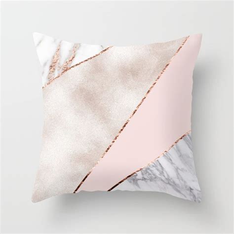 Throw Pillow Spliced Mixed Rose Gold Marble By Marbleco Geometric