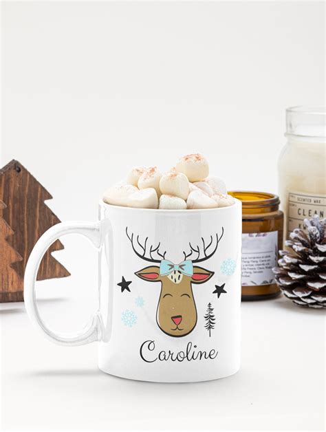 Reindeer Antlers Hot Cocoa Mug Adorable Merry Custom Kids Etsy