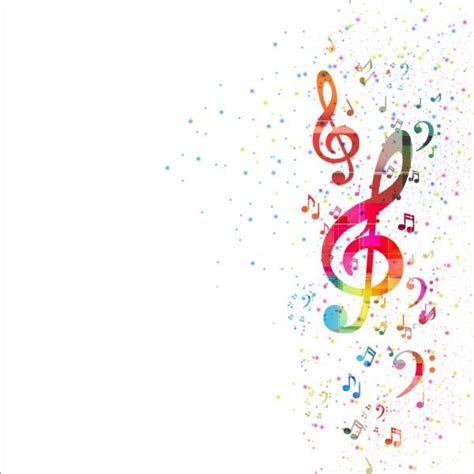 Colorful Music Note With Grunge Background Vector Music Notes