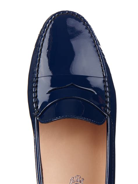 Tods Gommino Patent Leather Loafers In Blue Lyst